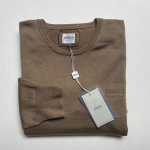 Armani Collezioni Men’s Brown Crew Neck Sweater